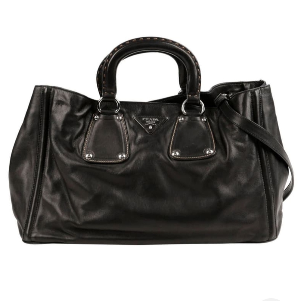 PRADA Rare Nocciolo Soft Calf Leather Black Bag - Picture 8 of 14